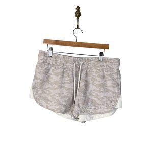 Athleta Beige Natural Camo Cabo Tide Linen Shortie Camo Shorts Women's Sz. 14